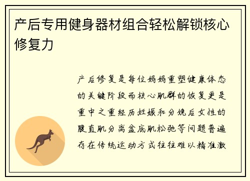 产后专用健身器材组合轻松解锁核心修复力